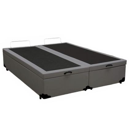 Imagem de Cama Box Baú Casal Bipartido Sintético SerenePrime Cinza 138x188x44