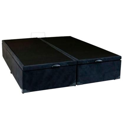 Imagem de Cama Box Baú Casal Bipartido Suede Serene Preto 138x188x44