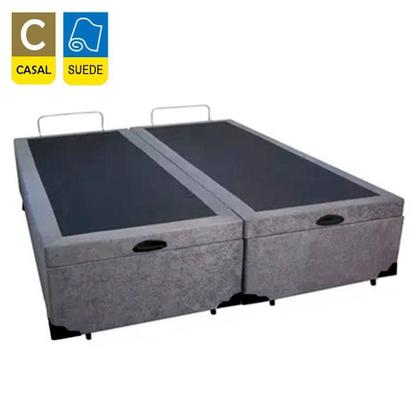 Imagem de Cama Box Baú Casal Bipartido Suede Sereneprime Cinza 138x188x44