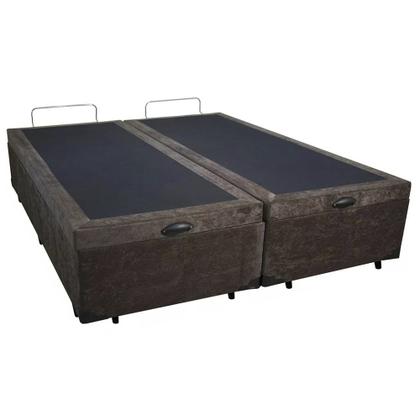 Imagem de Cama Box Baú Casal Bipartido Suede SerenePrime Marrom 138x188x44