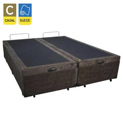 Imagem de Cama Box Baú Casal Bipartido Suede SerenePrime Marrom 138x188x44