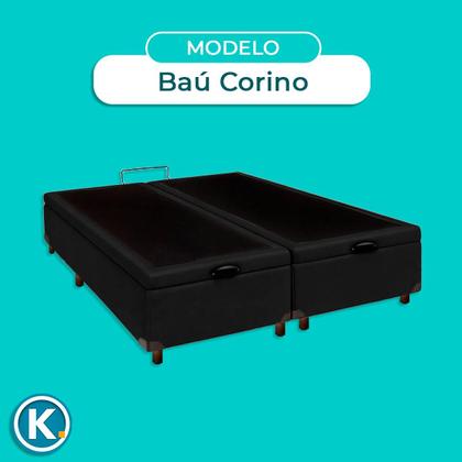 Imagem de Cama Box Bau Casal Blindado Nature Preto 138x188