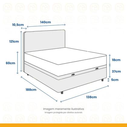 Imagem de Cama Box Baú Casal + Cabeceira Cassis e Colchão Ortobom Iso 100 138cm