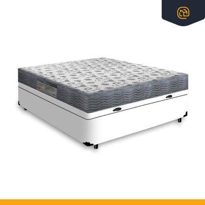 Imagem de Cama Box Baú Casal + Cabeceira Cassis e Colchão Ortobom Iso 100 138cm