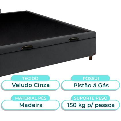 Imagem de Cama box baú Casal Cinza Nature 138x188