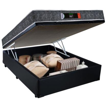 Imagem de Cama Box Baú Casal + Colchão Casal Ortopédico Resistente Pró D28 Prime Colchões 48x138x188 Preto