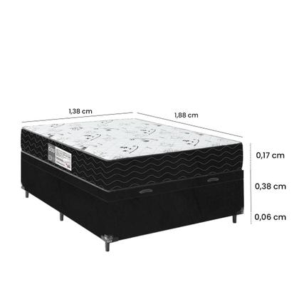 Imagem de Cama Box Baú Casal + Colchão D33 One Face - 61x138x188cm - Suede Preto