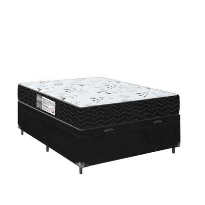 Imagem de Cama Box Baú Casal + Colchão D33 One Face - 61x138x188cm - Suede Preto