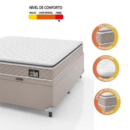 Imagem de Cama Box Baú Casal Colchão D45 Com Pillow Top Hellen Strong Bege 138x188x65cm Suporta Até 150kg Bege