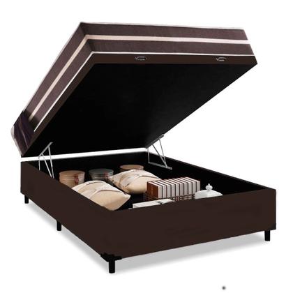 Imagem de Cama Box Baú Casal + Colchão De Molas Prime Colchões Classic Superlastic 138x188x64 Marrom