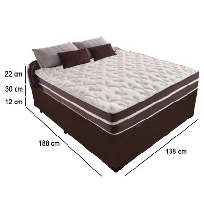 Imagem de Cama Box Baú Casal + Colchão De Molas Prime Colchões Classic Superlastic 138x188x64 Marrom