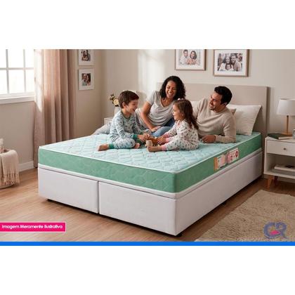 Imagem de Cama Box Baú Casal: Colchão Espuma Castor D33 Sleep Max Duplo + Base CRC Courano White(138x188)