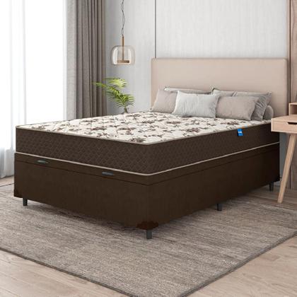 Imagem de Cama Box Baú Casal Colchão Espuma D33 Marquês 138x188x60cm Marrom Umaflex