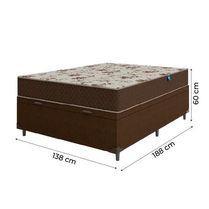 Imagem de Cama Box Baú Casal Colchão Espuma D33 Marquês 138x188x60cm Marrom Umaflex