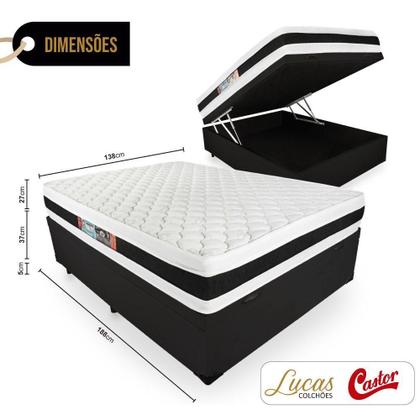 Imagem de Cama Box Baú Casal + Colchão Espuma D45 - Castor - Black White Double Face 138x188x69cm