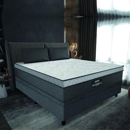 Imagem de Cama Box Baú Casal Colchão Gazin Maximus Molas Ensacadas 138x188x65cm Linho Grafite / Preto - Suporta até 120kg por Pessoa