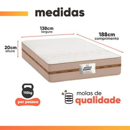 Imagem de Cama Box Baú Casal Colchão Molas Flora Bege 138x188x61cm