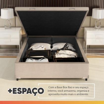 Imagem de Cama Box Baú Casal Colchão Molas Flora Bege 138x188x61cm