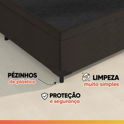 Imagem de Cama Box Baú Casal Colchão Molas Flora Marrom / Branco 138x188x63cm