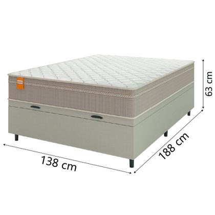 Cama Box Baú Casal Colchão Molas Qatar 138x188x63cm Bege/Branco Inducol - Suporta Até 200 Kg Por Pessoa - KHIARA Imagem de Cama Box Baú Casal Colchão Molas Qatar 138x188x63cm Bege/Branco Inducol - Suporta Até 200 Kg Por Pessoa