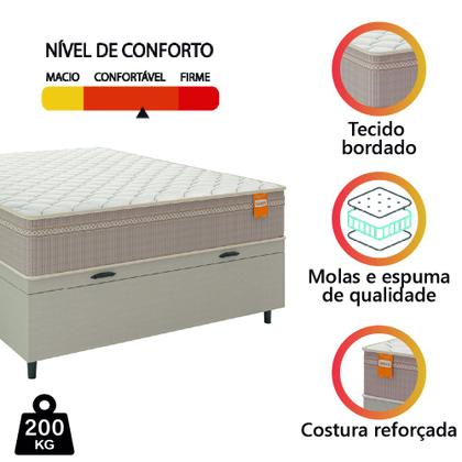 Cama Box Baú Casal Colchão Molas Qatar 138x188x63cm Bege/Branco Inducol - Suporta Até 200 Kg Por Pessoa - KHIARA Imagem de Cama Box Baú Casal Colchão Molas Qatar 138x188x63cm Bege/Branco Inducol - Suporta Até 200 Kg Por Pessoa