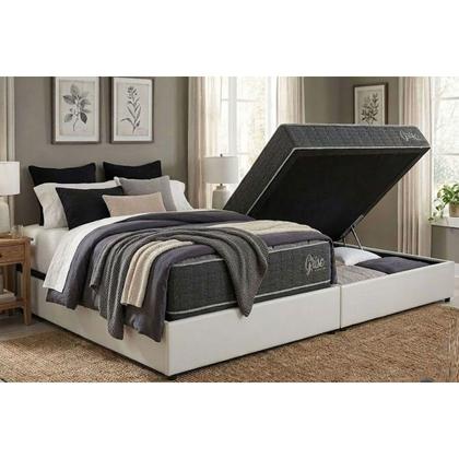 Imagem de Cama Box Baú Casal + Colchão Ortopédico Kappesberg D40 Anatômico Grise + Base CRC Corano White