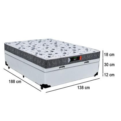 Imagem de Cama Box Baú Casal + Colchão Ortopédico Resistente Pró D28 Prime Colchões 138x188x60