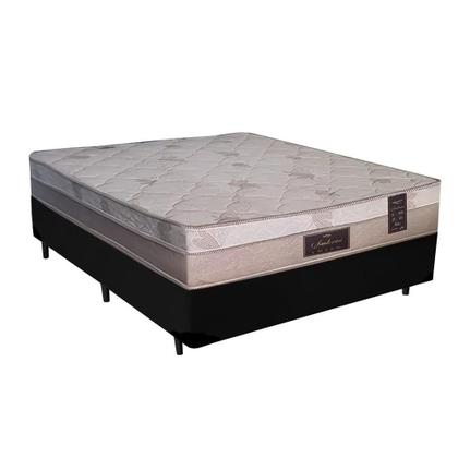 Imagem de Cama Box Baú Casal Conforto Suede Marrom + Colchão Casal Conforto Espuma D23 Com EPS 17x138x188