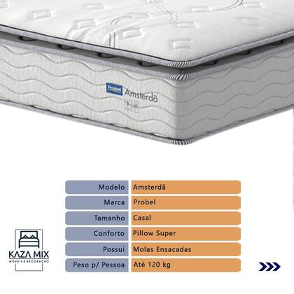 Imagem de Cama Box Baú Casal e Colchão Molas Ensacadas Amsterdã Probel
