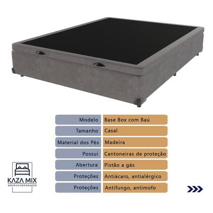 Imagem de Cama Box Baú Casal e Colchão Molas Ensacadas Berlim Probel