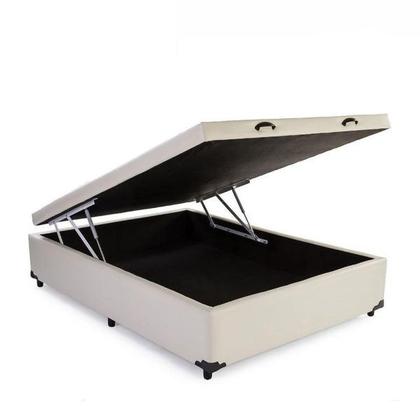 Imagem de Cama Box Baú Casal em Sintético bege com Pistão a gás - 138x188