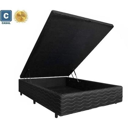 Imagem de Cama Box Baú Casal Industrial AColchões Matelado Preto 41x138x188