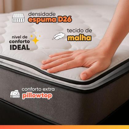 Imagem de Cama Box Baú Casal King Gazin Colchão Molas Ensacadas Pillow Top Maximus Cinza/Preto Cinza/Branco