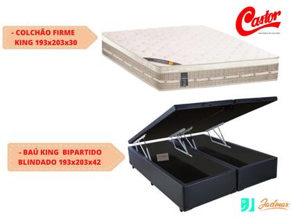 Imagem de Cama Box Baú Casal King Size  Reforçada +  Colchão Castor Premium Tecnopedic  193x203x72 - Jadmax