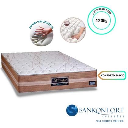 Imagem de Cama Box Baú Casal Medida Especial Viúva + Colchão Sankonfort Le Confort Molas Ensacadas 120x203x76 (Ideal para quartos pequenos)