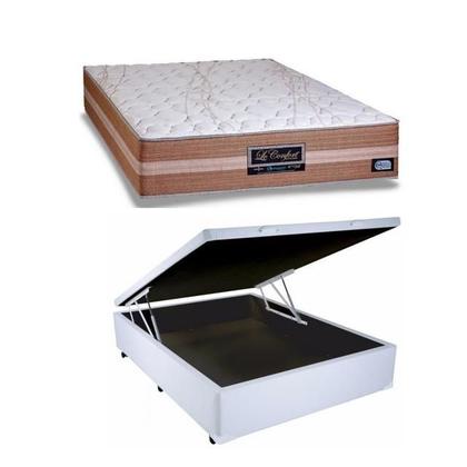Imagem de Cama Box Baú Casal Medida Especial Viúva + Colchão Sankonfort Le Confort Molas Ensacadas 120x203x76 (Ideal para quartos pequenos)