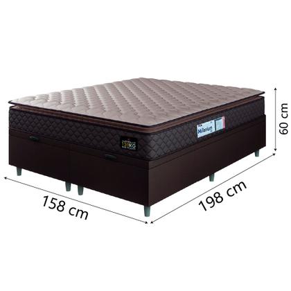 Imagem de Cama Box Baú Casal Queen Colchão Espuma D33 Pillow Top Millenium 158x198x60cm Suede Marrom Hellen