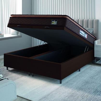 Imagem de Cama Box Baú Casal Queen Colchão Espuma D33 Pillow Top Millenium 158x198x60cm Suede Marrom Hellen