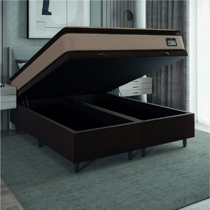 Imagem de Cama Box Baú Casal Queen Colchão Espuma D33 Pillow Top Van Gogh 158x198x70cm Suede Marrom Hellen  Suporta Até 120 Kg Por Pessoa