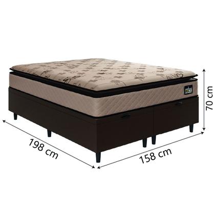 Imagem de Cama Box Baú Casal Queen Colchão Espuma D33 Pillow Top Van Gogh 158x198x70cm Suede Marrom Hellen  Suporta Até 120 Kg Por Pessoa