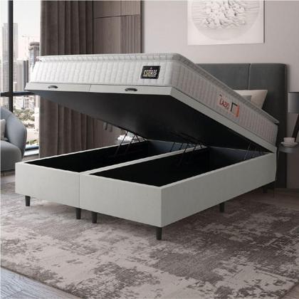 Imagem de Cama Box Baú Casal Queen Colchão Espuma D45 Lazio Pillow Top 158x198x65cm Branco Hellen