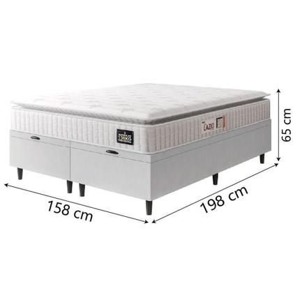 Imagem de Cama Box Baú Casal Queen Colchão Espuma D45 Lazio Pillow Top 158x198x65cm Branco Hellen