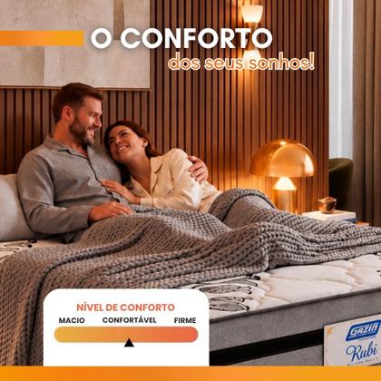 Imagem de Cama Box Baú Casal Queen Colchão Gazin Com Molas Ensacadas Rubi 158x198x73cm Suede Cinza/Preto