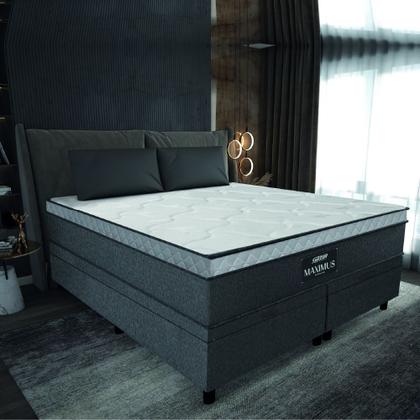 Cama Box Baú Casal Queen Colchão Gazin Maximus Molas Ensacadas 158x198x65cm Linho Grafite / Preto - Suporta até 120Kg por Pessoa Imagem de Cama Box Baú Casal Queen Colchão Gazin Maximus Molas Ensacadas 158x198x65cm Linho Grafite / Preto - Suporta até 120Kg por Pessoa