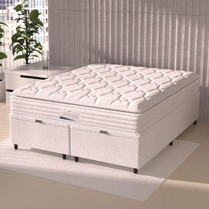 Imagem de Cama Box Baú Casal Queen Colchão Molas Ensacadas Granville Com Pillow Branco Probel