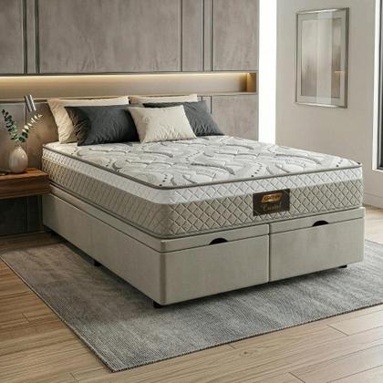Imagem de Cama Box Baú Casal Queen Cristal Molas Ensacadas 158x198x64cm