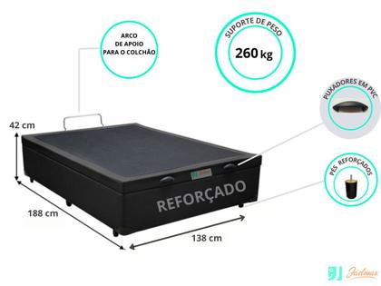 Imagem de Cama Box Baú Casal Reforçada 138x188 Blindada
