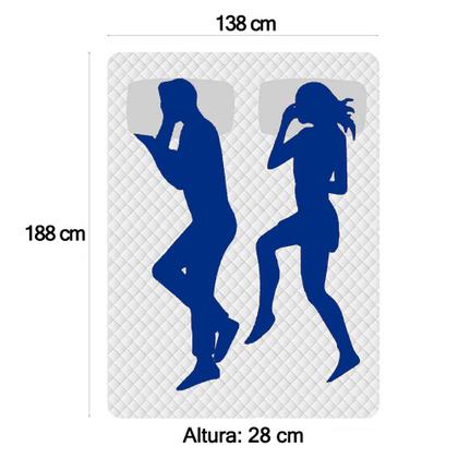 Imagem de Cama Box Baú Casal Sintético Bipartido + Colchão Ortobom ISO Dupla Face 138x188x60