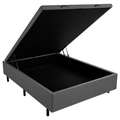 Imagem de Cama Box Baú Casal Sintético Cinza 138x188