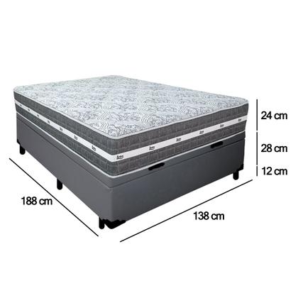 Imagem de Cama Box Baú Casal Sintético + Colchão Anjos Black Graphite Molas Ensacadas 138x188x64cm